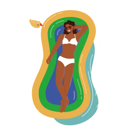 Female Take Sun Bath and Tanning Illustration