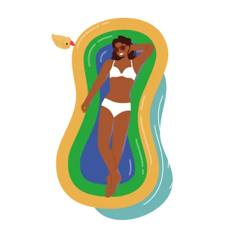 Female Take Sun Bath and Tanning  Illustration