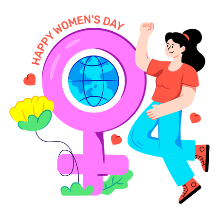 Female takes part in Feminist Day  Illustration