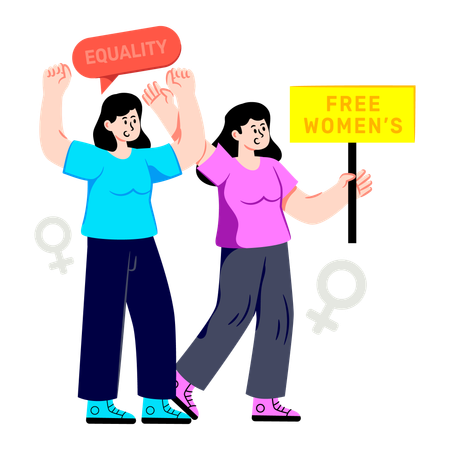 Female takes part in Women Rights movement  Illustration