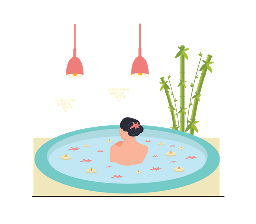 Female taking a relaxing bath  Illustration