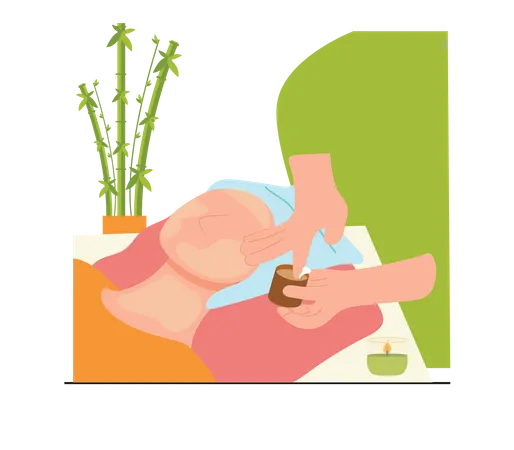 Female taking facial massage Illustration