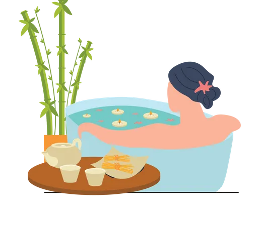 Female taking spa bath  Illustration