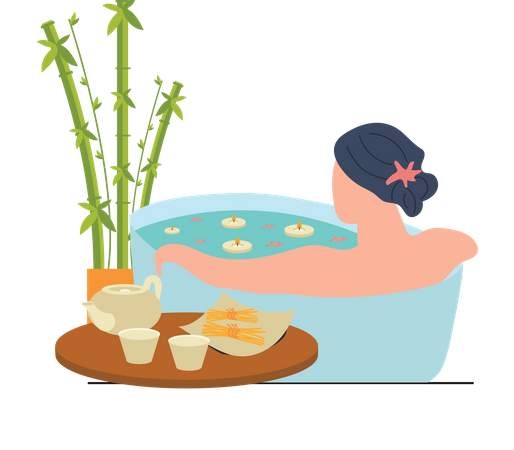 Female taking spa bath  Illustration