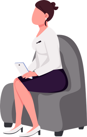 Female talk show host sitting in armchair Illustration