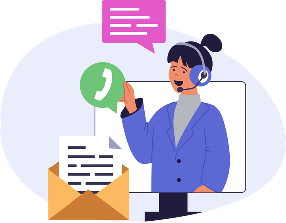 Female talking as customer care  Illustration