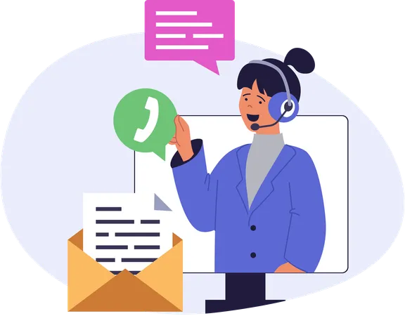 Female talking as customer care  Illustration