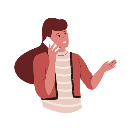 Female Talking On Mobile  Illustration