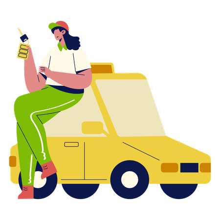 Female Taxi Driver  Illustration