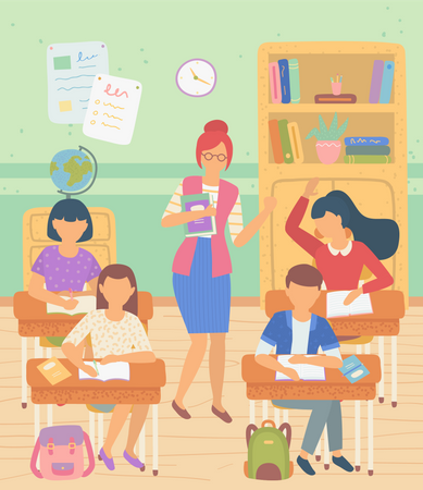 Female teacher asking question  Illustration
