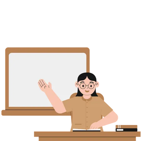 Female Teacher Explaining Material From Books  Illustration