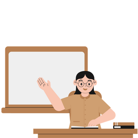 Female Teacher Explaining Material From Books  Illustration