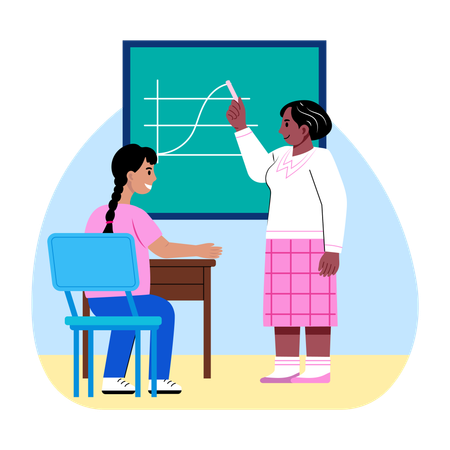 Female teacher giving Lecture in classroom  Illustration