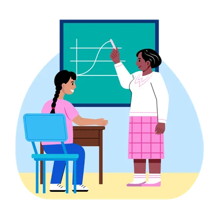Female teacher giving Lecture in classroom  Illustration