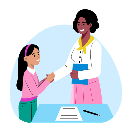 Female teacher giving Student appreciation  Illustration
