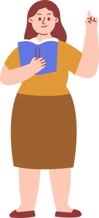 Female Teacher Hold book  Illustration