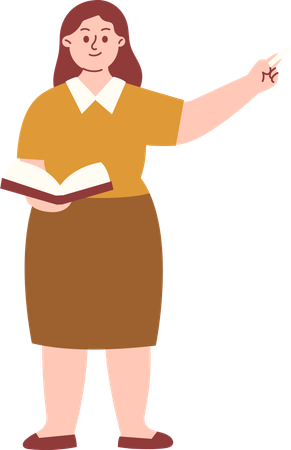 Female Teacher Hold Book while teaching something  Illustration