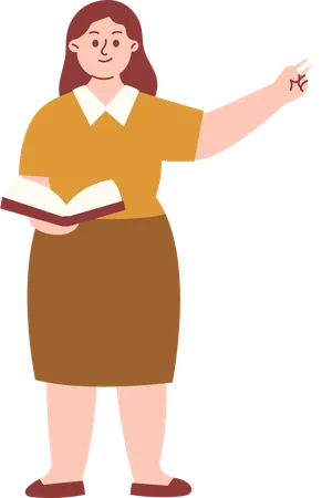 Female Teacher Hold Book while teaching something  Illustration