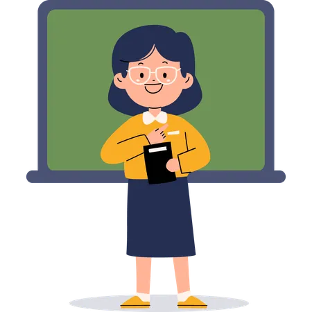 Female teacher holding book  Illustration