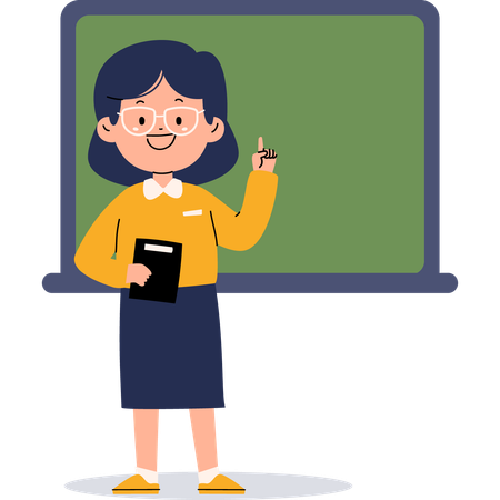 Female teacher holding book while explaining lesson  イラスト