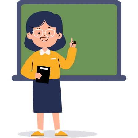 Female teacher holding book while explaining lesson  イラスト