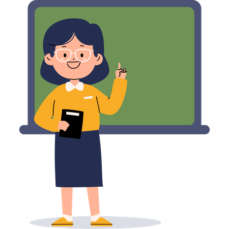 Female teacher holding book while explaining lesson  Illustration