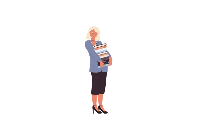 Female Teacher holding books  Illustration