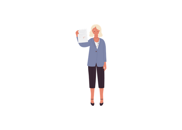 Female Teacher holding marksheet  Illustration