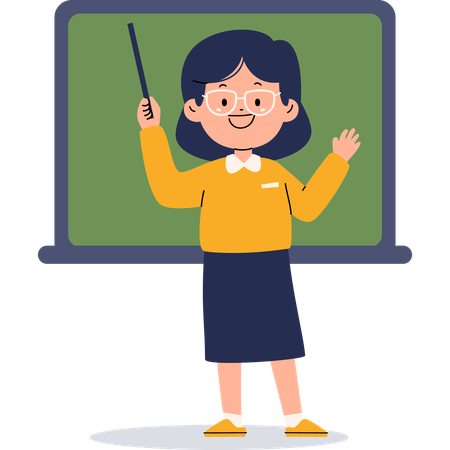 Female teacher holding stick  Illustration