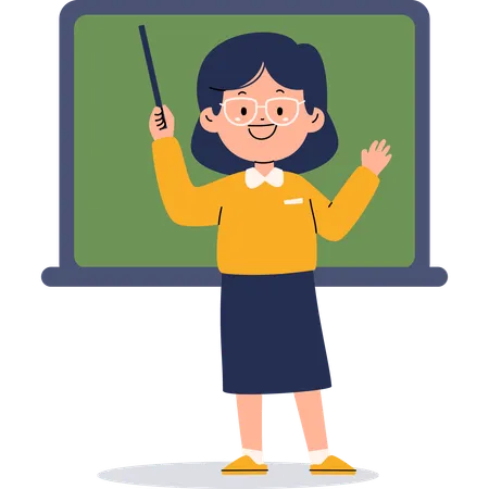 Female teacher holding stick  Illustration
