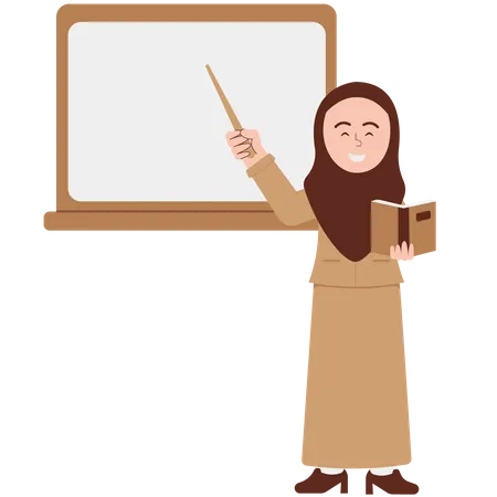 Female Teacher in a Headscarf Who is Teaching  Illustration