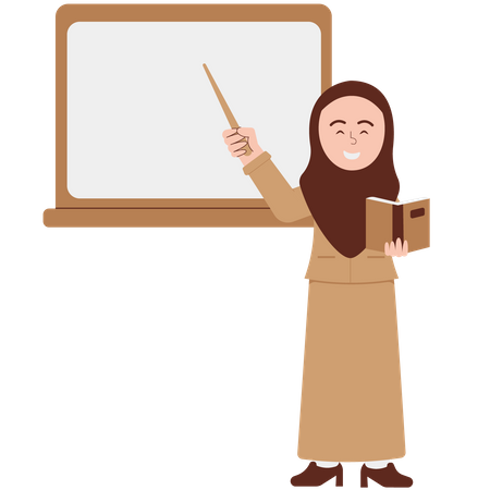 Female Teacher in a Headscarf Who is Teaching  Illustration