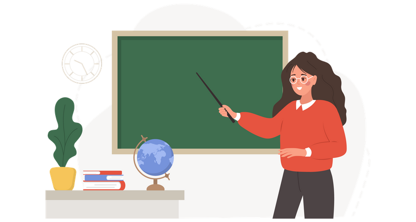 Female teacher in classroom  Illustration