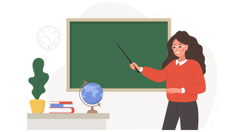 Female teacher in classroom  Illustration