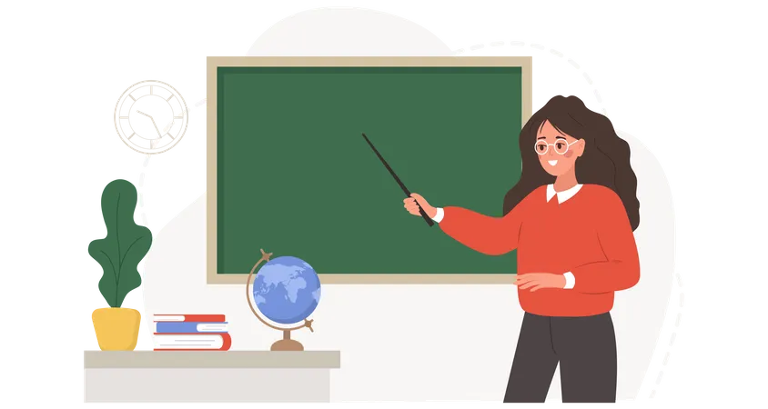 Female teacher in classroom  Illustration