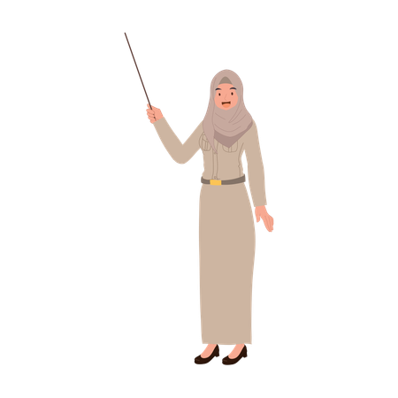 Female teacher in thai government uniform explaining lessons  Illustration