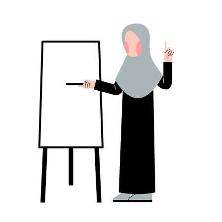 Hijab Teacher Teaching With Whiteboard Illustration