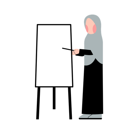 Female teacher is teaching on blackboard  Illustration