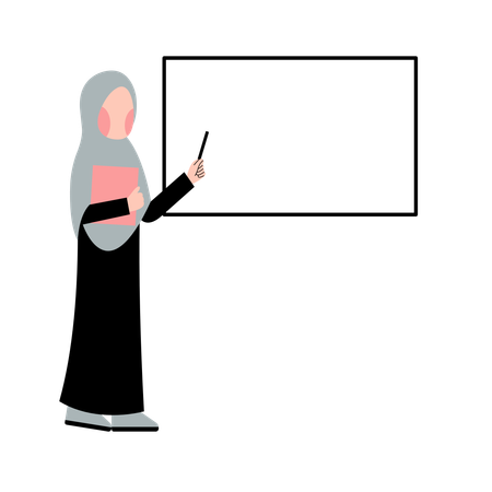 Female teacher is teaching students from blackboard  Illustration