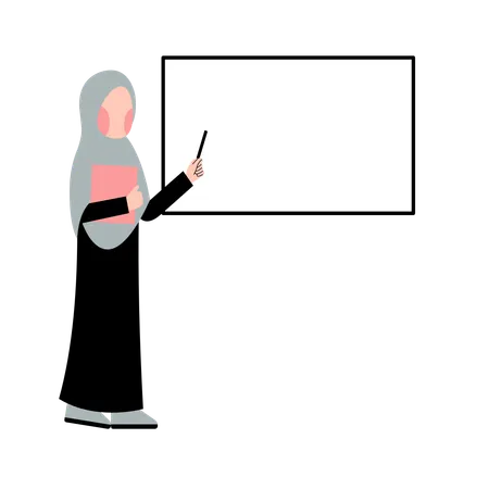Female teacher is teaching students from blackboard  Illustration
