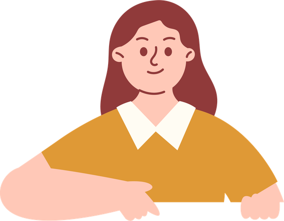 Female Teacher Pointing Down  Illustration