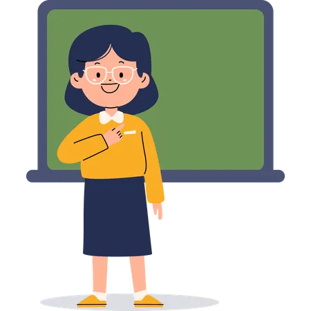 Female teacher pointing something  Illustration