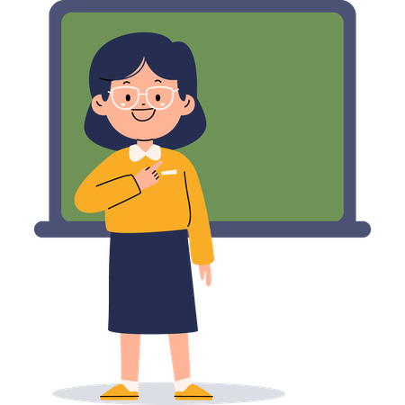 Female teacher pointing something  Illustration