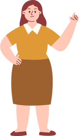 Female Teacher Pointing Something  Illustration