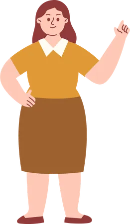 Female Teacher Pointing Something  Illustration