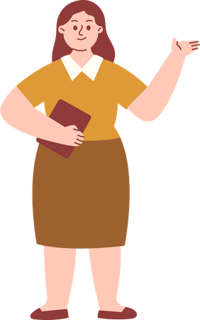 Female Teacher Presenting Something  Illustration