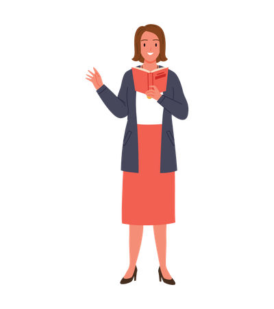 Female Teacher reading book  Illustration