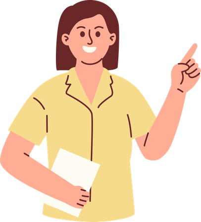 Female teacher showing  Illustration