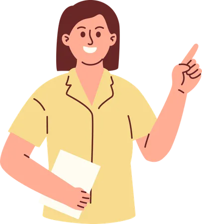 Female teacher showing  Illustration