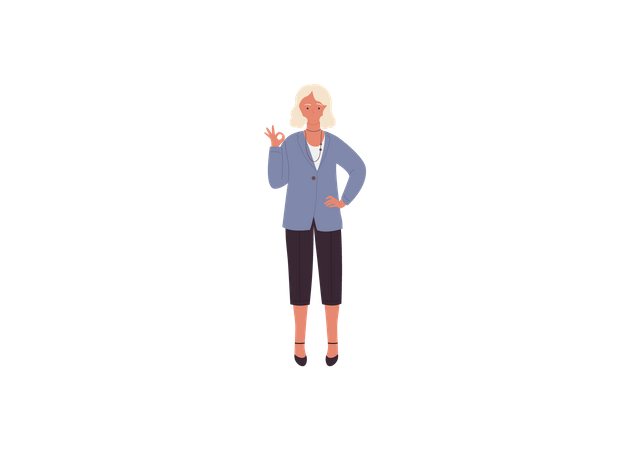 Female Teacher showing ok sign  Illustration